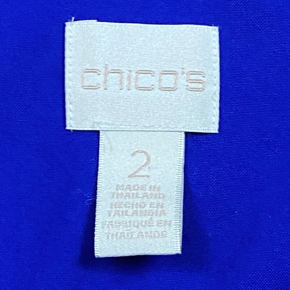 Chicos No Iron Button Down Shirt Womens 2 Blue 3/4 Sleeve Professional Classic - Picture 5 of 7